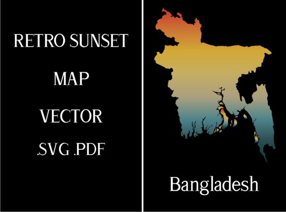 Bangladesh Retro Sunset Map