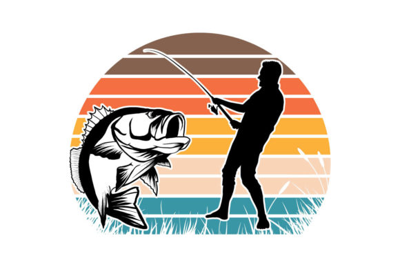 Bass Fisherman Weed Grass Retro Sunset Review