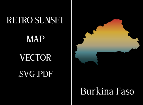 Burkina Faso Retro Sunset Map