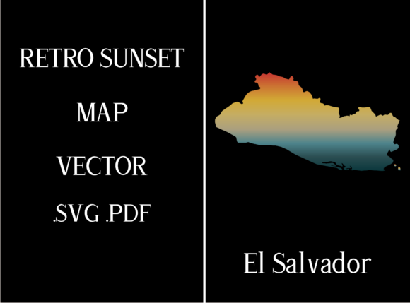 El Salvador Retro Sunset Map
