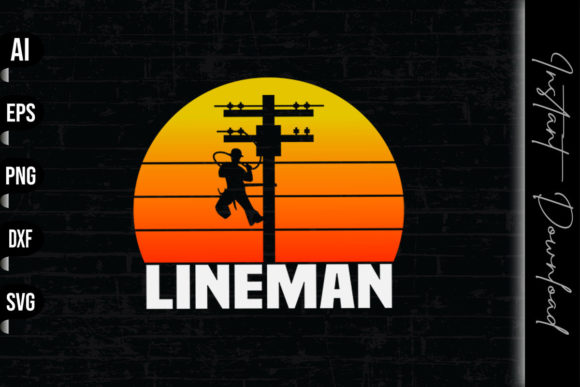 Electric Lineman Vintage Retro Sunset Review
