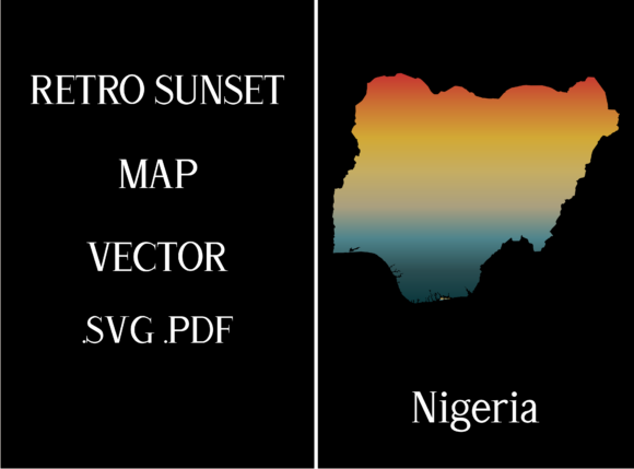 Nigeria Retro Sunset Map Review
