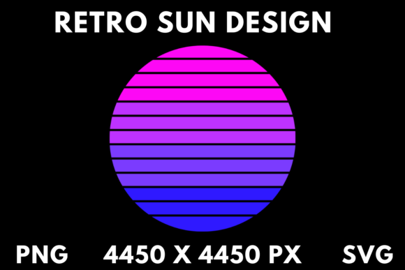 Pink to Blue Retro Sun PNG and Vector Review