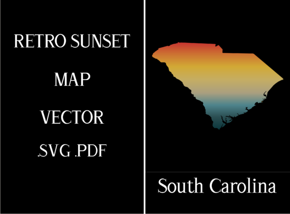 South Carolina Retro Sunset Map Review