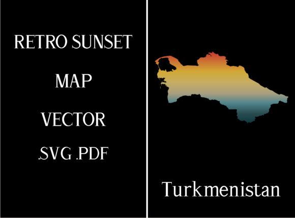 Turkmenistan Retro Sunset Map Review
